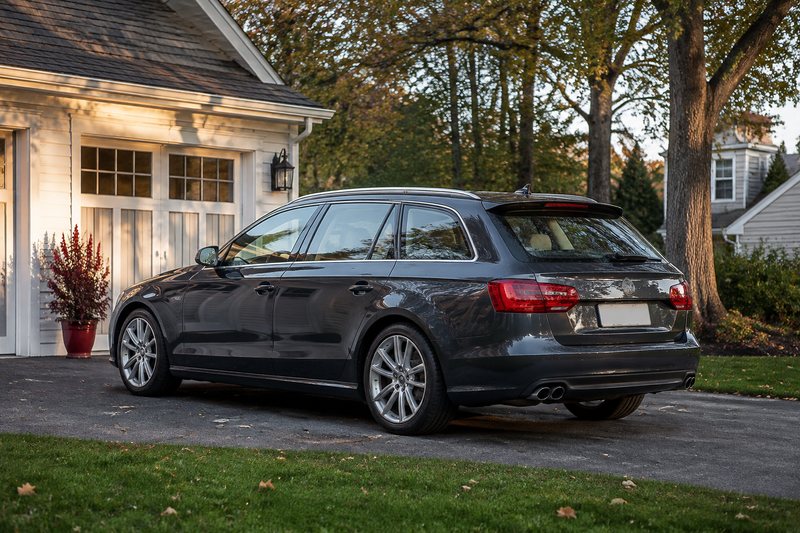 Well-kept premium wagon in a quiet suburban driveway